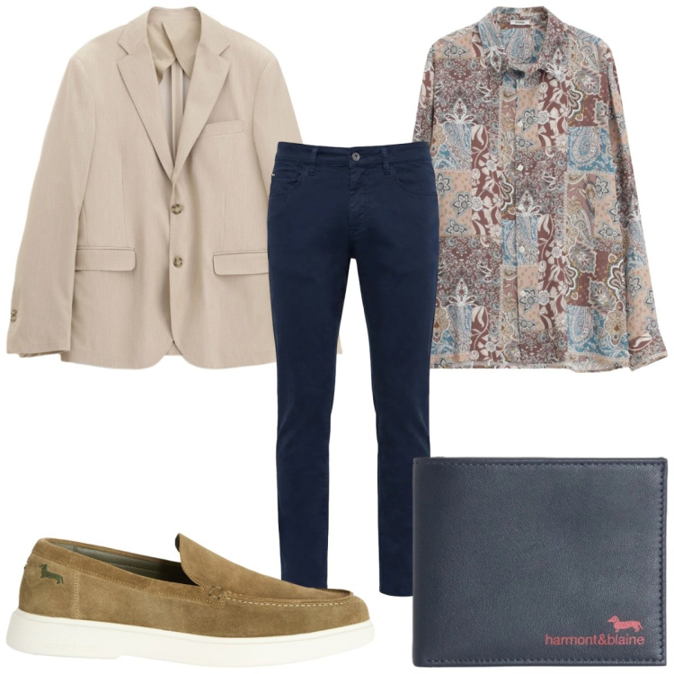 Outfit uomo - Total look #2387018. Stile Casual per Tutti i giorni. Abbinamento con camicie, giacche, portafogli, pantaloni, scarpe stringate.