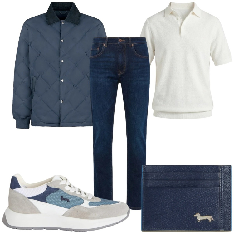 Outfit uomo - Total look #2387021. Stile Casual per Tutti i giorni. Abbinamento con sneakers, portafogli, jeans, polo, giacche.