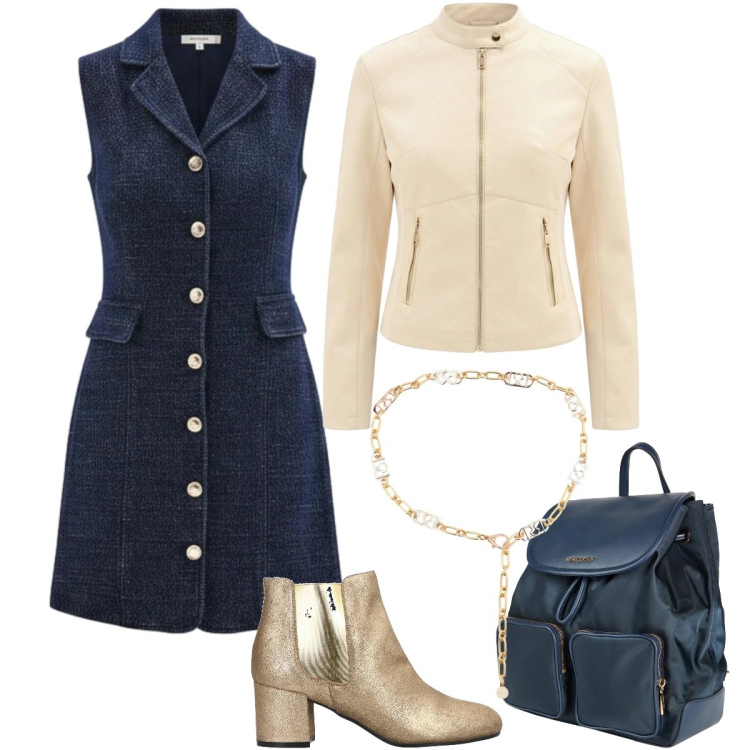 Outfit donna - Total look #2387071. Stile Glamour per Serata fuori. Abbinamento con stivaletti chelsea, zaini, cinture, giacche, vestiti corti.