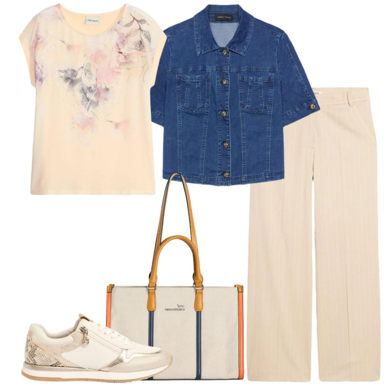 Outfit donna - Total look #2387098. Stile Casual chic per Tutti i giorni. Abbinamento con t-shirt, pantaloni, sneakers, cappotti, borse tote.