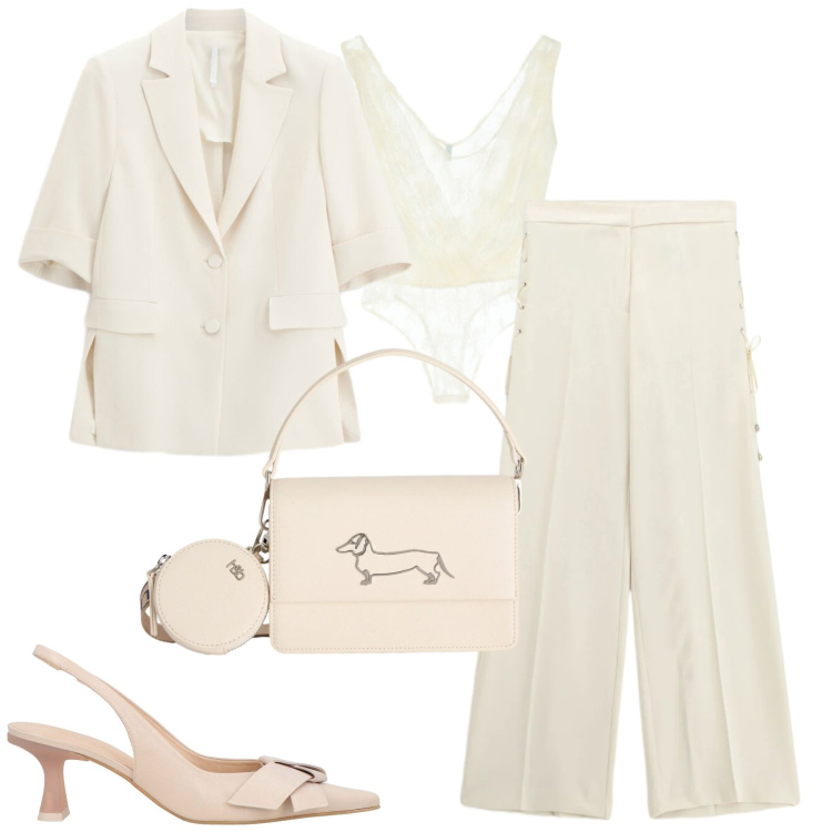 Outfit donna - Total look #2387101. Stile Minimal per Tutti i giorni. Abbinamento con décolleté, blazer, top, pantaloni, borse a tracolla.