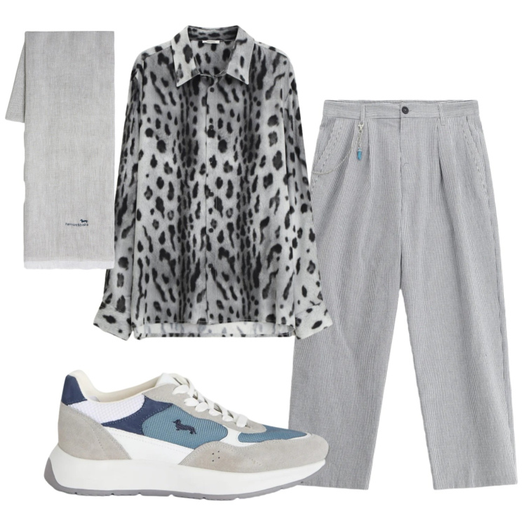 Outfit uomo - Total look #2387120. Stile Trendy per Tutti i giorni. Abbinamento con pantaloni, camicie, sneakers, sciarpe.