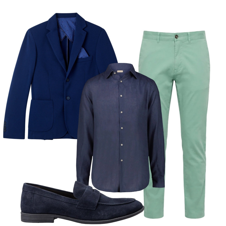 Outfit uomo - Total look #2387121. Stile Business/Elegante per Cerimonia. Abbinamento con giacche, pantaloni, camicie, scarpe stringate.