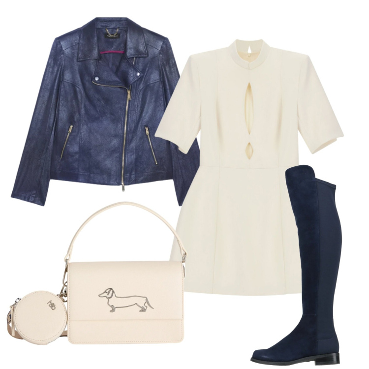 Outfit donna - Total look #2387122. Stile Bon Ton per Serata fuori. Abbinamento con stivali, borse a tracolla, blazer, vestiti corti.