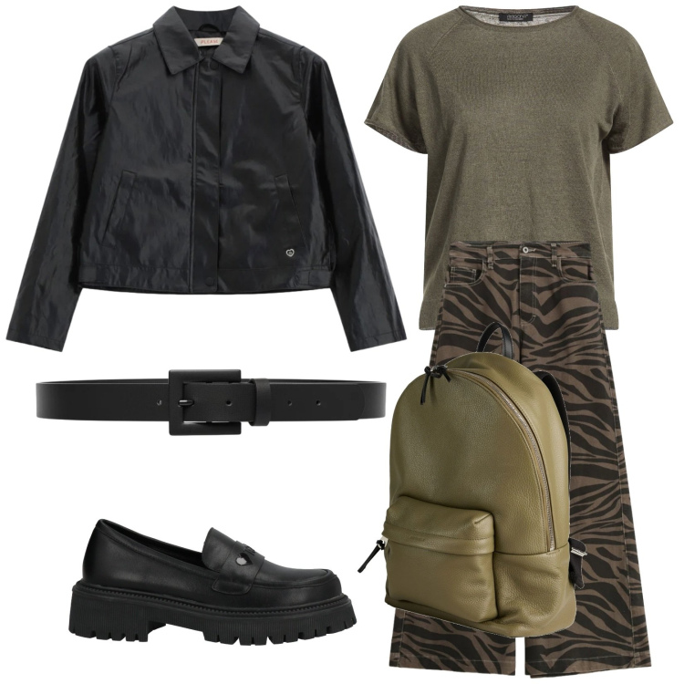 Outfit donna - Cintura basic. Stile Trendy per Tutti i giorni. Abbinamento con mocassini, zaini, pullovers, pantaloni a palazzo, blazer, cinture.