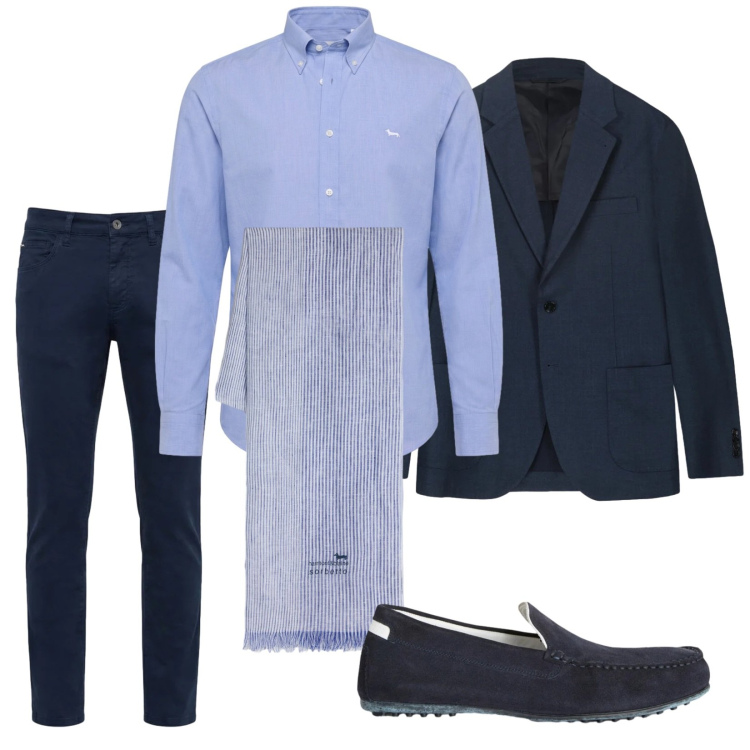 Outfit uomo - Total look #2387187. Stile Business/Elegante per Ufficio. Abbinamento con scarpe stringate, sciarpe, camicie, pantaloni, giacche.