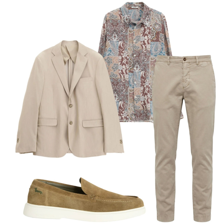 Outfit uomo - Total look #2387190. Stile Trendy per Serata speciale. Abbinamento con camicie, giacche, pantaloni chino, scarpe stringate.