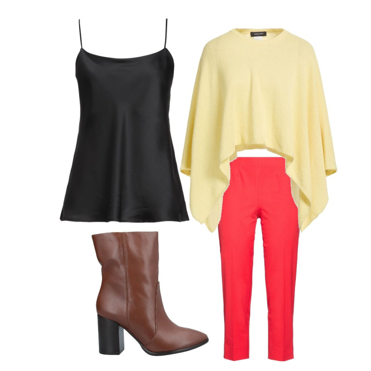 Outfit donna - Total look curvy. Stile Trendy per Serata fuori. Abbinamento con cappotti, stivaletti, top, pantaloni.