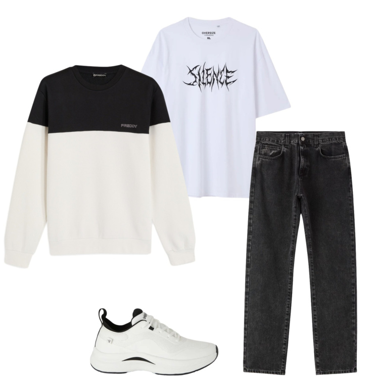 Outfit uomo - Casual style. Stile Casual per Tutti i giorni. Abbinamento con t-shirt, jeans dritti, sneakers, felpe.