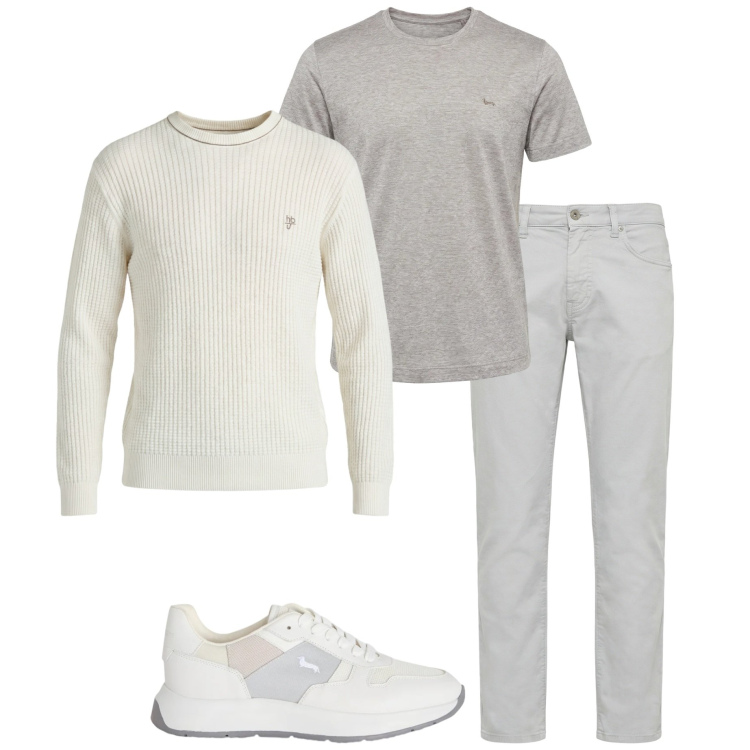 Outfit uomo - Harmont&blaine. Stile Casual per Ufficio. Abbinamento con sneakers, pantaloni, t-shirt, maglieria.
