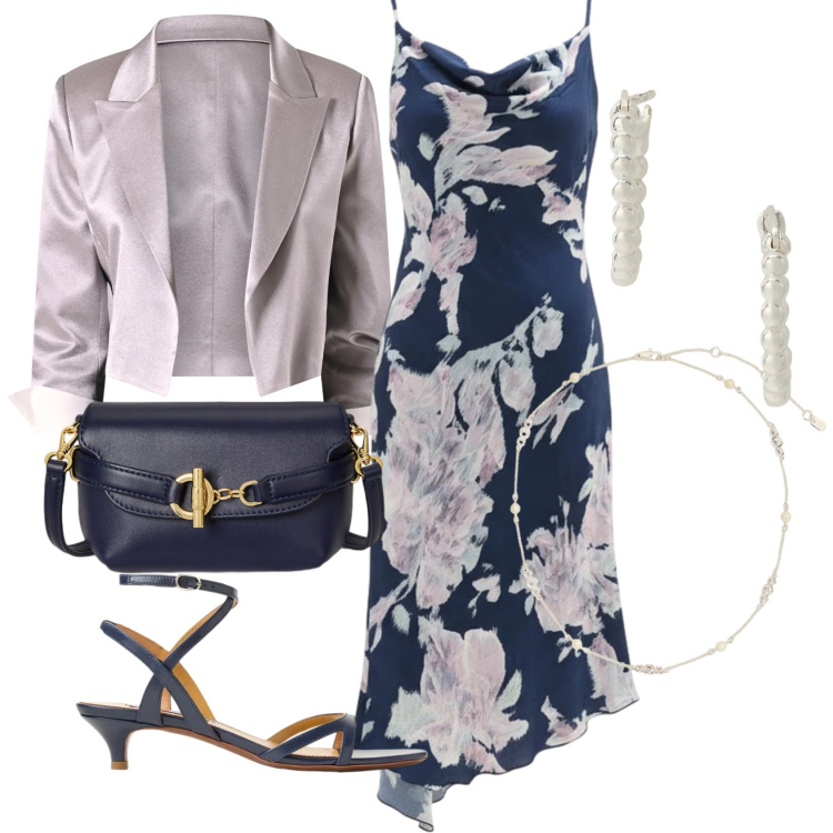 Outfit donna - Cresime time. Stile Chic per Cerimonia. Abbinamento con vestiti asimmetrici, bolero, orecchini, borse a tracolla, collane, sandali col tacco.