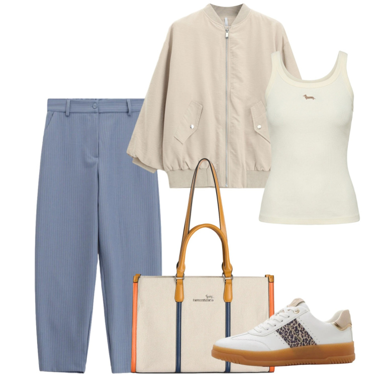 Outfit donna - Un weekend fuori città - @valentinadring. Stile Basic per Tutti i giorni. Abbinamento con sneakers, bomber, pantaloni, borse tote, canottiere.