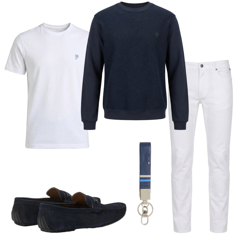 Outfit uomo - Harmont&blaine. Stile Urban per Tutti i giorni. Abbinamento con portachiavi, felpe, scarpe stringate, pantaloni, t-shirt.