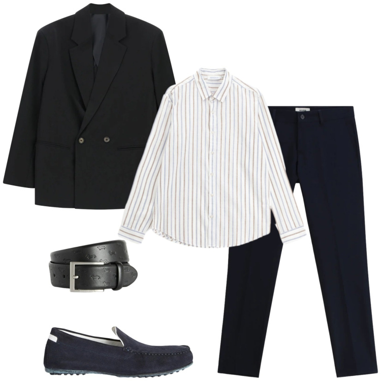 Outfit uomo - Total look #2387289. Stile Business/Elegante per Ufficio. Abbinamento con giacche, pantaloni, camicie, scarpe stringate, cinture.