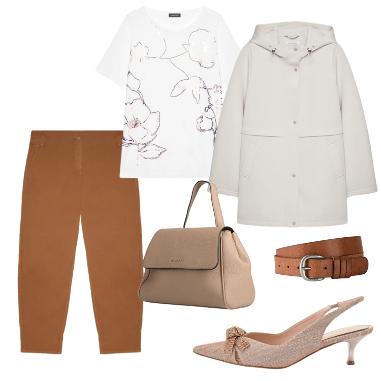 Outfit donna - Total look #2387308. Stile Casual chic per Ufficio. Abbinamento con zaini, cinture, pantaloni, t-shirt, blazer, décolleté.