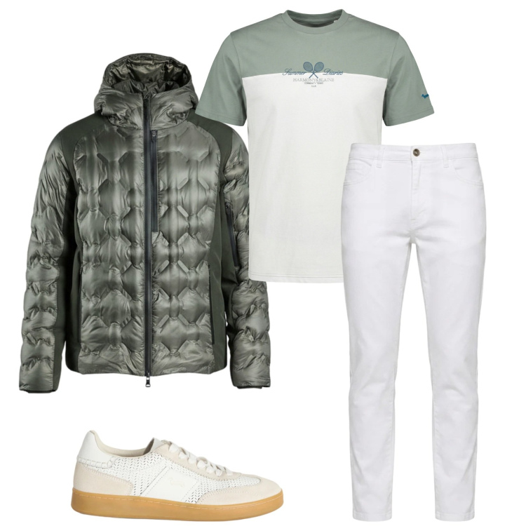 Outfit uomo - Total look #2387312. Stile Trendy per Tutti i giorni. Abbinamento con sneakers, t-shirt, jeans, piumini.