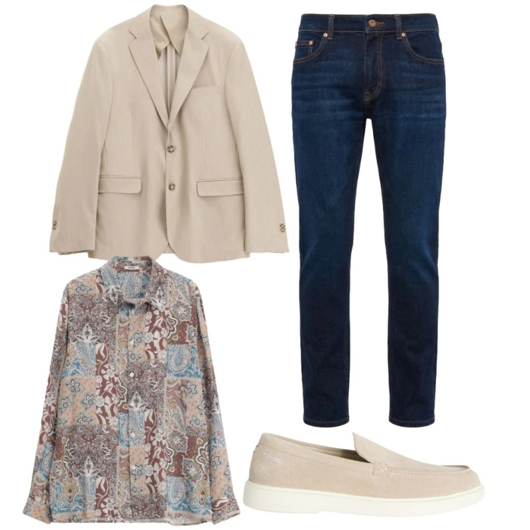 Outfit uomo - #anni.80. Stile Casual per Tutti i giorni. Abbinamento con camicie, giacche, scarpe stringate, jeans.