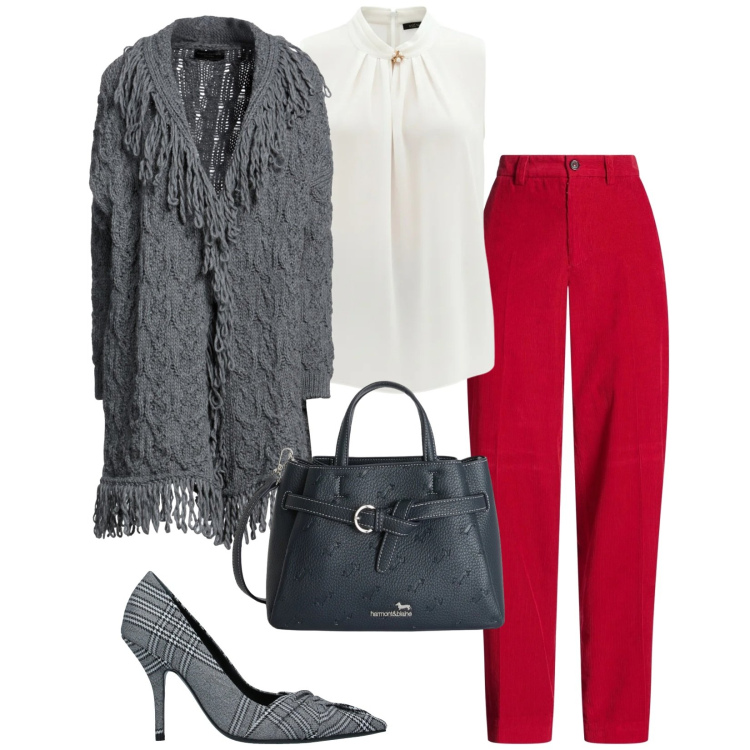 Outfit donna - Total look #2387333. Stile Chic per Serata fuori. Abbinamento con cardigans, décolleté, pantaloni, top, borse a mano.