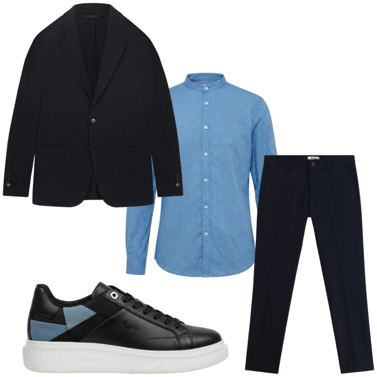 Outfit uomo - Smart casual primaverile. Stile Casual per Tutti i giorni. Abbinamento con pantaloni, sneakers, camicie, giacche.
