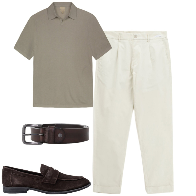 Outfit uomo - City. Stile Urban per Tutti i giorni. Abbinamento con pantaloni, cinture, polo, scarpe stringate.