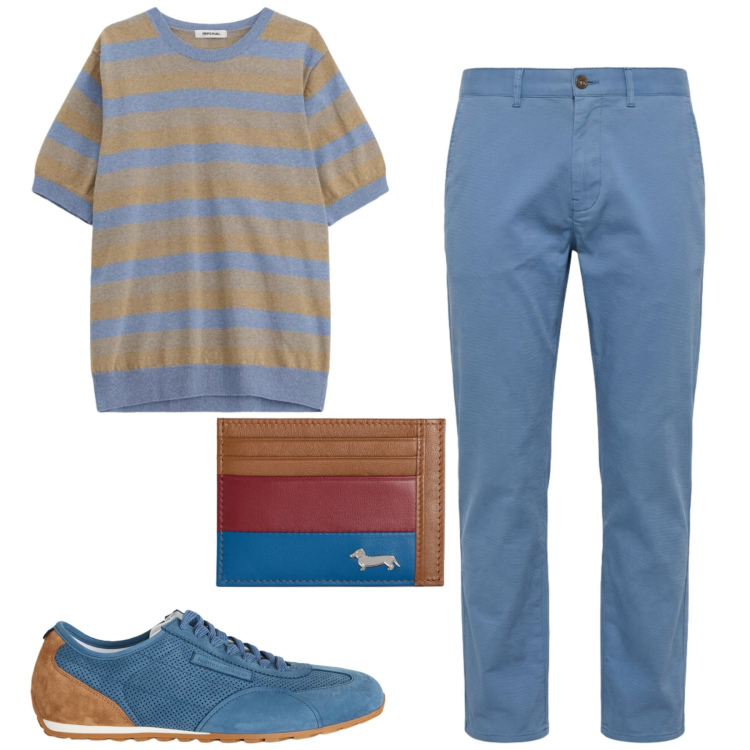 Outfit uomo - City. Stile Urban per Tutti i giorni. Abbinamento con maglieria, portafogli, pantaloni, sneakers.