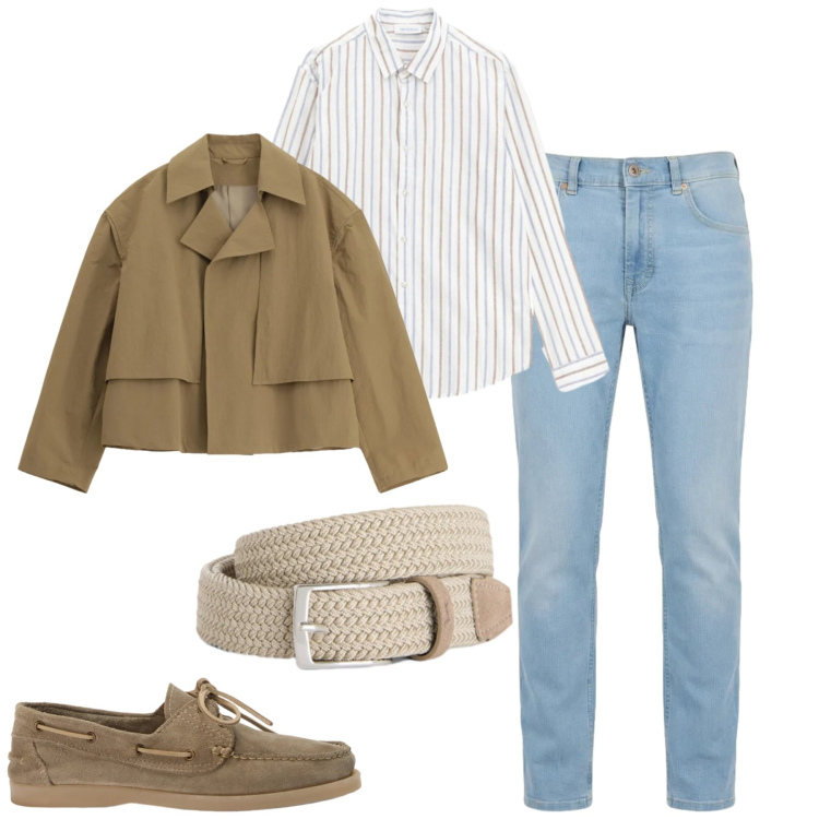 Outfit uomo - City. Stile Urban per Tutti i giorni. Abbinamento con camicie, cappotti, cinture, jeans, scarpe stringate.