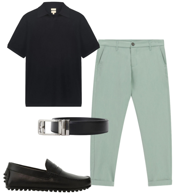 Outfit uomo - Citt. Stile Urban per Tutti i giorni. Abbinamento con pantaloni, scarpe stringate, cinture, polo.