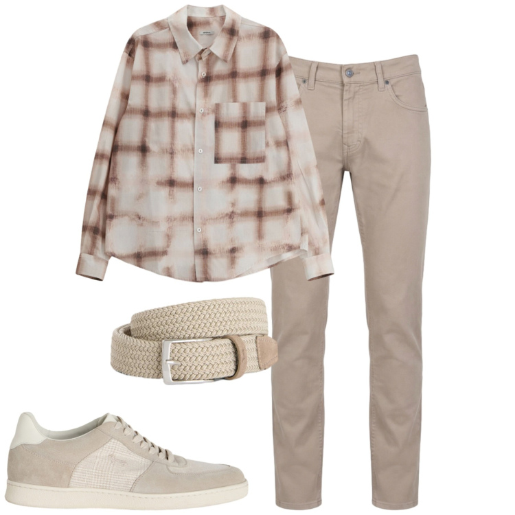 Outfit uomo - City. Stile Casual per Tutti i giorni. Abbinamento con camicie, cinture, pantaloni, sneakers.