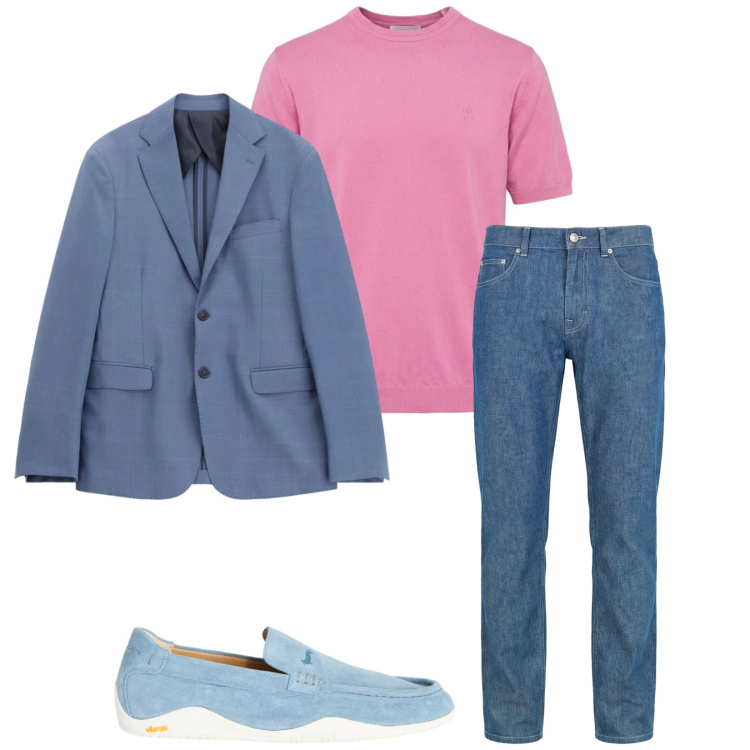 Outfit uomo - Total look #2387545. Stile Trendy per Serata speciale. Abbinamento con giacche, jeans, scarpe stringate, t-shirt.