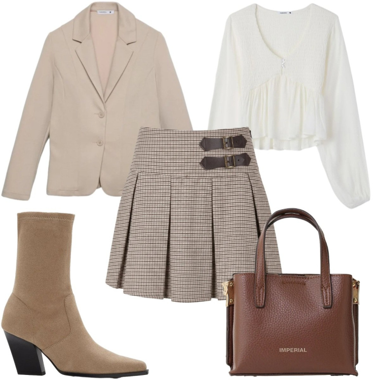 Outfit donna - I quadretti per i tutti i giorni -la gon. Stile Trendy per Tutti i giorni. Abbinamento con stivaletti, bluse, blazer, minigonne, borse a tracolla.