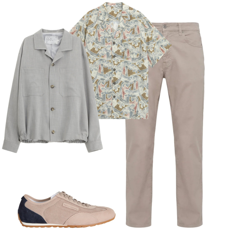Outfit uomo - City. Stile Urban per Tutti i giorni. Abbinamento con cappotti, camicie a manica corta, sneakers, pantaloni.