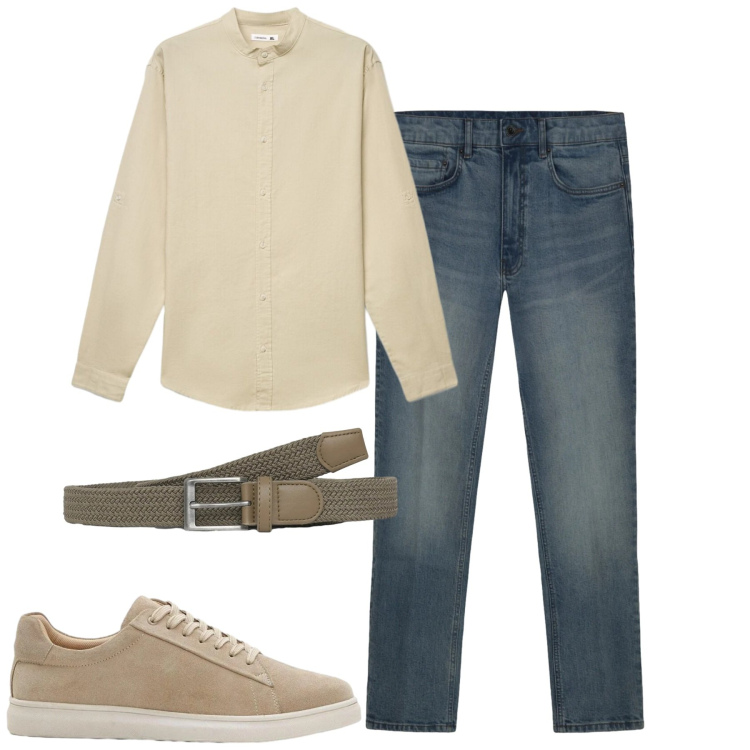Outfit uomo - City. Stile Casual per Tutti i giorni. Abbinamento con sneakers, camicie, cinture, jeans.