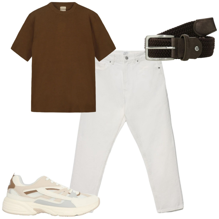 Outfit uomo - Total look #2387604. Stile Casual per Tutti i giorni. Abbinamento con sneakers, jeans, cinture, t-shirt.