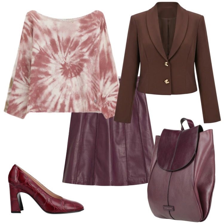 Outfit donna - Total look #2387627. Stile Casual chic per Ufficio. Abbinamento con décolleté, zaini, gonne, top, blazer.