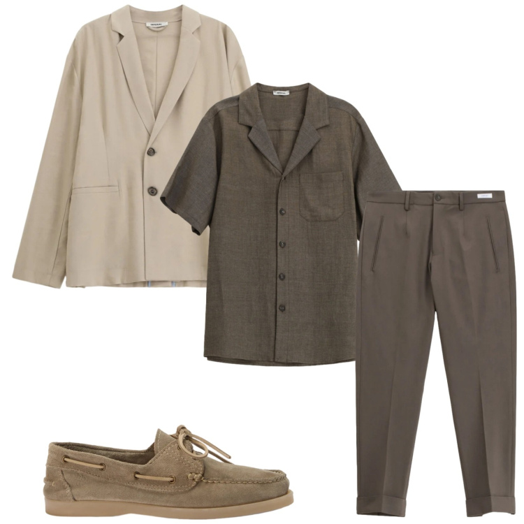 Outfit uomo - Total look #2387642. Stile Business/Elegante per Serata speciale. Abbinamento con giacche, camicie a manica corta, pantaloni, scarpe stringate.