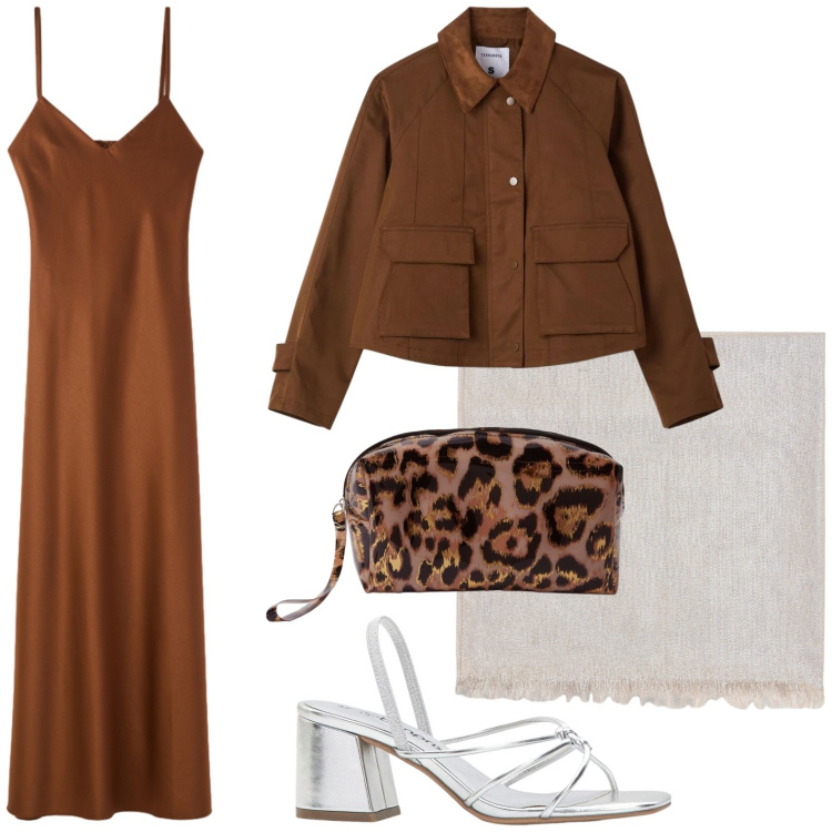 Outfit donna - Un abito per aprile. Stile Glamour per Serata fuori. Abbinamento con sandali col tacco, pochette, vestiti lunghi, cappotti, sciarpe.