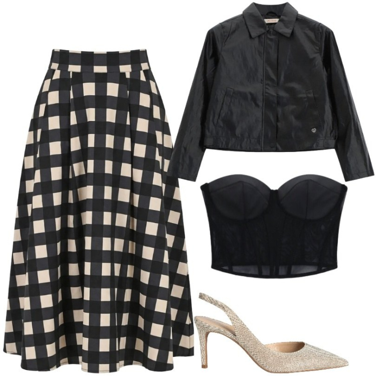 Outfit donna - Total look #2387697. Stile Trendy per Serata fuori. Abbinamento con décolleté, top, gonne longuette, blazer.