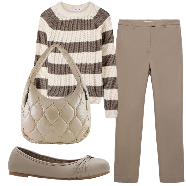 Outfit donna - Total look #2387701. Stile Basic per Ufficio. Abbinamento con ballerine, maglieria, pantaloni skinny, borse tote.