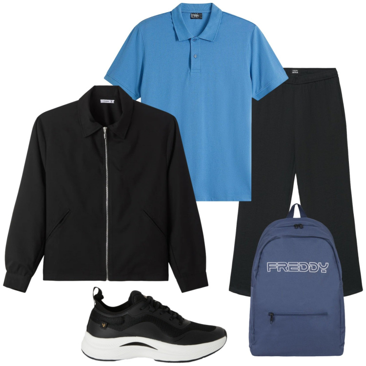 Outfit uomo - Total look #2387721. Stile Casual per Tutti i giorni. Abbinamento con polo, bomber, pantaloni, sneakers, borse sportive.