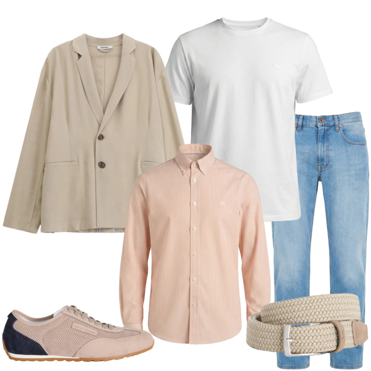 Outfit uomo - Sneakers di primavera. Stile Urban per Tutti i giorni. Abbinamento con giacche, jeans, t-shirt, sneakers, cinture, camicie.