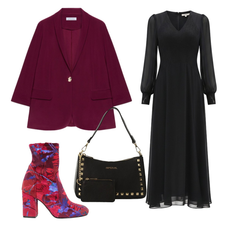 Outfit donna - "Les fleurs sont belles" - @lulyna17. Stile Romantica per Cerimonia. Abbinamento con stivaletti, blazer, borse a spalla, vestiti lunghi.