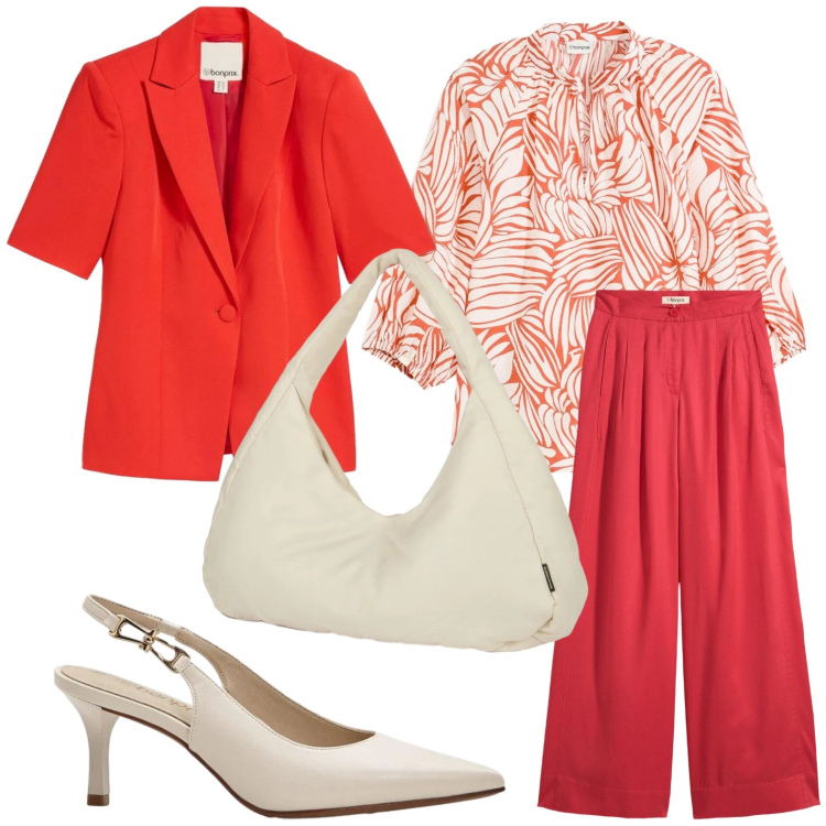 Outfit donna - Elegante in ufficio. Stile Basic per Ufficio. Abbinamento con pantaloni, tuniche, décolleté, blazer, borse a spalla.