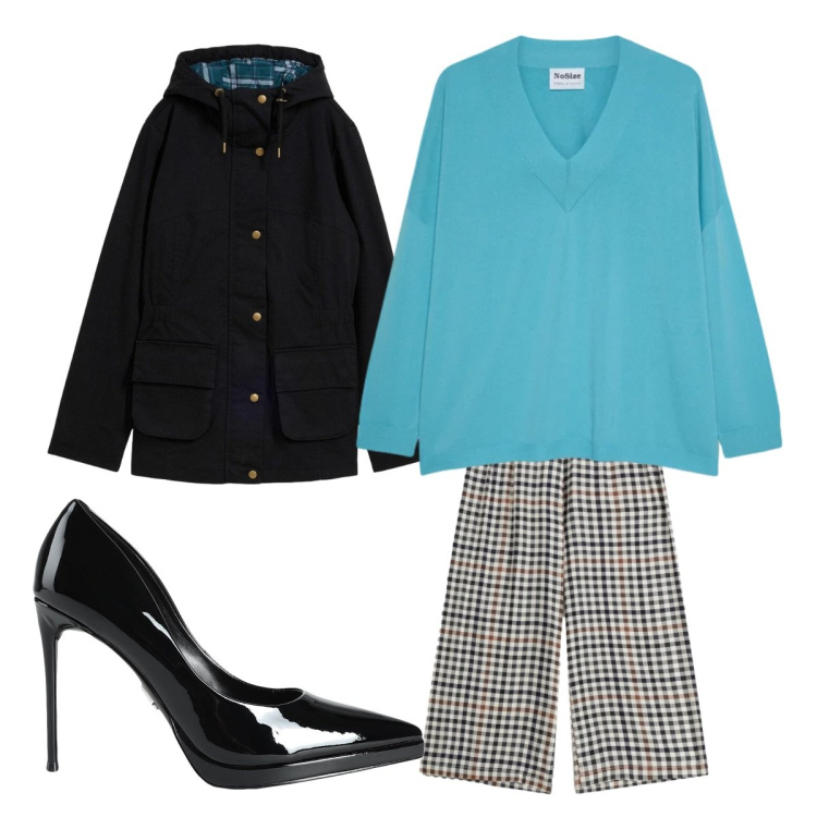 Outfit donna - I quadretti per i tutti i giorni - @susy. Stile Bon Ton per Tutti i giorni. Abbinamento con décolleté, blazer, pantaloni a palazzo, pullovers.