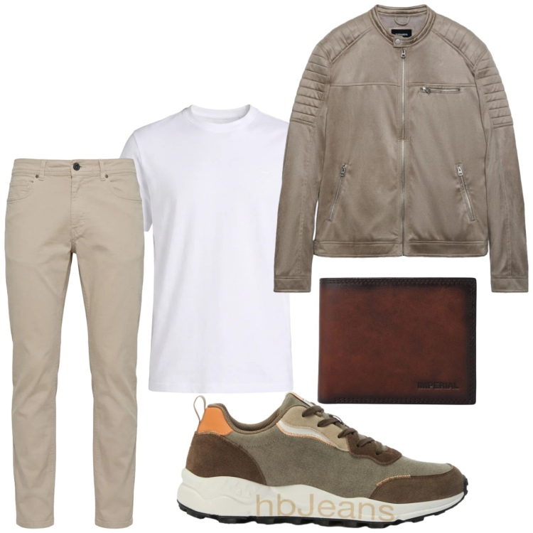 Outfit uomo - Versatile. Stile Casual per Tutti i giorni. Abbinamento con giacche, portafogli, t-shirt, pantaloni, sneakers.