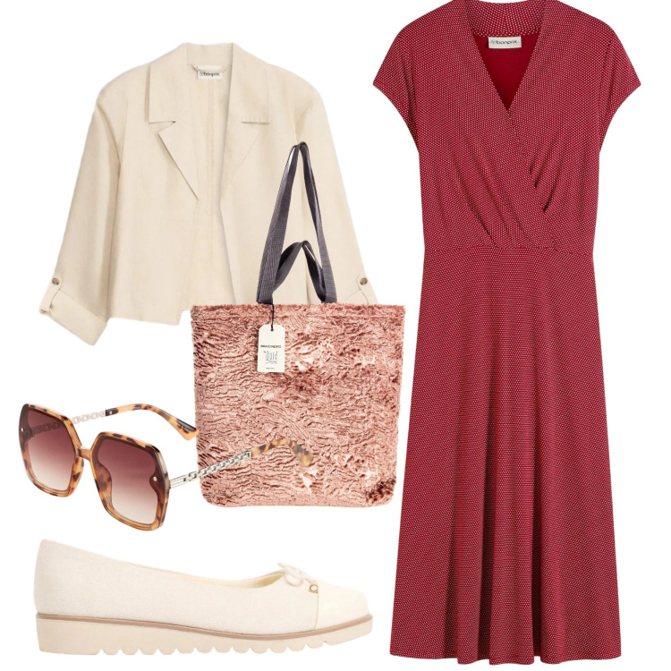 Outfit donna - Total look #2387783. Stile Basic per Ufficio. Abbinamento con vestiti midi/longuette, blazer, ballerine, occhiali da sole, borse tote.