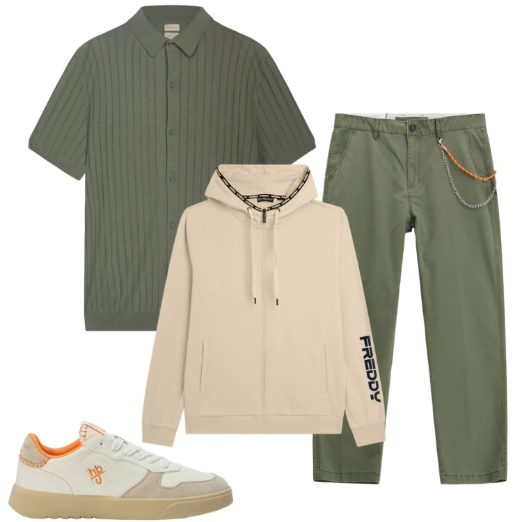 Outfit uomo - Comodamente dinamico. Stile Casual per Tutti i giorni. Abbinamento con pantaloni, sneakers, felpe con cappuccio, polo.
