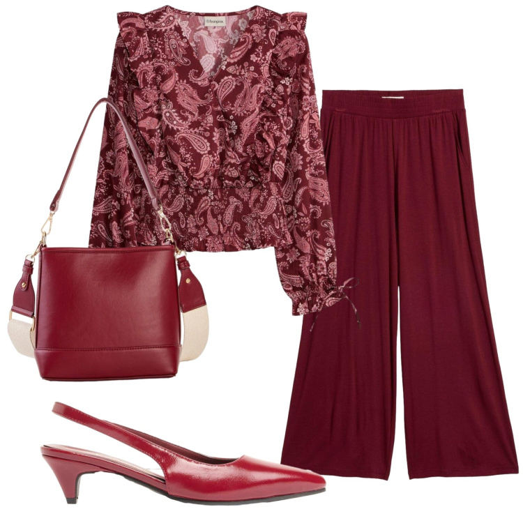Outfit donna - Total look #2387811. Stile Trendy per Serata fuori. Abbinamento con pantaloni, bluse, décolleté, borse a tracolla.