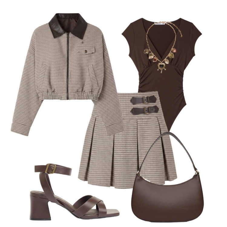 Outfit donna - Quadretti trendy - @susystyle. Stile Trendy per Tutti i giorni. Abbinamento con sandali col tacco, minigonne, top, borse a tracolla, cappotti, collane.