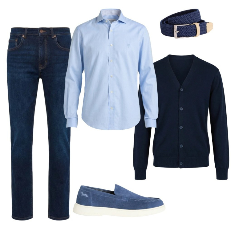 Outfit uomo - # casual.classic. Stile Casual per Tutti i giorni. Abbinamento con cinture, jeans, camicie, scarpe stringate, cardigans.