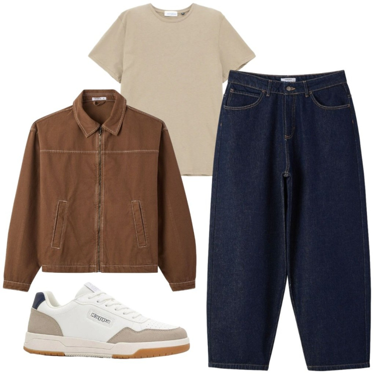 Outfit uomo - #4.passi. Stile Casual per Tutti i giorni. Abbinamento con sneakers, cappotti, jeans, t-shirt.